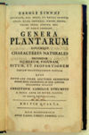 Genera Plantarum eorumque characteres naturales secundum numerum, figuram, situm, et proportionem omnium fructificationis partium